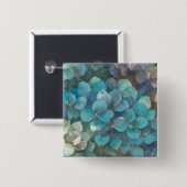 ターコイズのアジサイ 缶バッジ (正面&裏面)