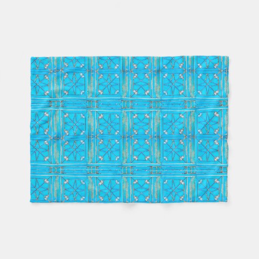ターコイズのアラビアの金属のドアパターン フリースブランケット (正面(横))