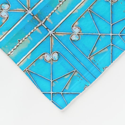 ターコイズのアラビアの金属のドアパターン フリースブランケット (角)