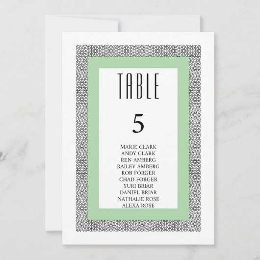 ターコイズのイスラム幾何学模様のボーダーウェディング 招待状 (正面)