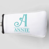 ターコイズのイニシャル入りパターカバー ゴルフヘッドカバー (正面)