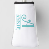 ターコイズのイニシャル入りパターカバー ゴルフヘッドカバー (回転90)