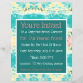 ターコイズのウェディングシャワー招待状 (裏面)