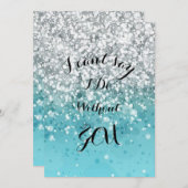 ターコイズのウェディングパーティーへの招待状 招待状 (正面/裏面)