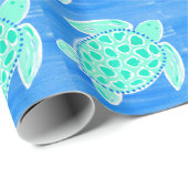 ターコイズのウミガメ ラッピングペーパー (ロールコーナー)