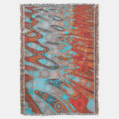 ターコイズのオレンジの抽象芸術 スローブランケット (正面縦)