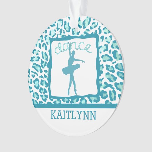 ターコイズのオーナメントのチータのプリントのダンス オーナメント (正面)