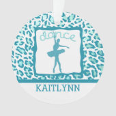 ターコイズのオーナメントのチータのプリントのダンス オーナメント (正面)