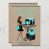 ターコイズのカクテルは穏やかなブライダルシャワーの招待を保ちます 招待状 (正面/裏面)