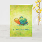ターコイズのカメの挨拶状(カスタマイズ可能な) カード (黄色い花)
