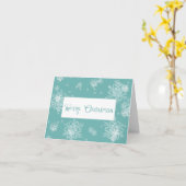 ターコイズのクリスマスの雪の結晶のグリーティングカード カード (黄色い花)