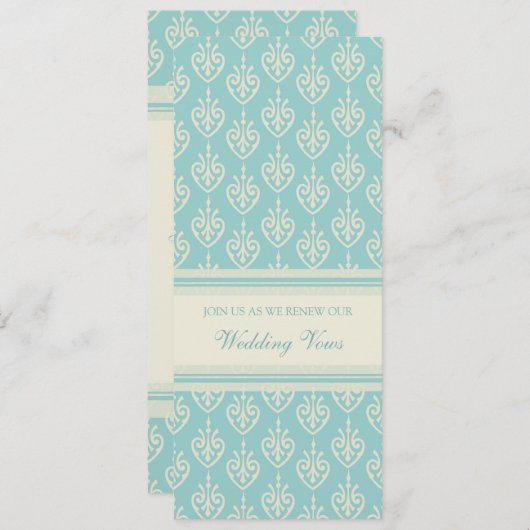 ターコイズのクリーム色の結婚式誓約の更新の招待状 招待状 (正面/裏面)