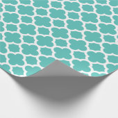 ターコイズのクローバーの格子垣パターンWrappingPaper ラッピングペーパー (角)