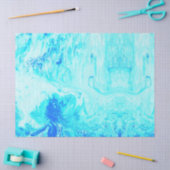 ターコイズのグラデーションな絞り染めのプリントパターン 薄葉紙 (クラフト)