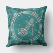 ターコイズのグラマラスなダイヤモンドヒール靴 クッション (裏面)