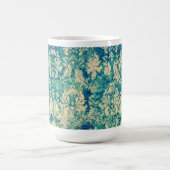 ターコイズのグランジなヴィンテージのダマスク織のマグ コーヒーマグカップ (中央)