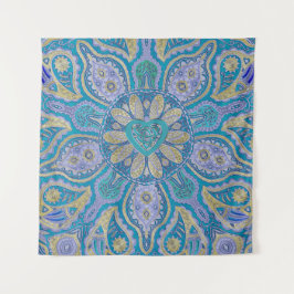 ターコイズのケルト族のハートの曼荼羅の壁のタペストリー タペストリー