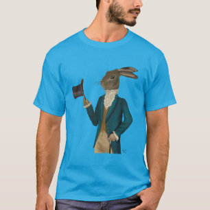 ターコイズのコート2のノウサギ Tシャツ