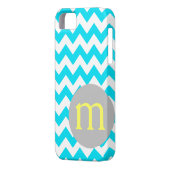ターコイズのシェブロンのモノグラムのイニシャル Case-Mate iPhoneケース (裏面左)