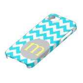 ターコイズのシェブロンのモノグラムのイニシャル Case-Mate iPhoneケース (下部)