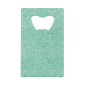 ターコイズのシャクヤクパターン クレジットカード栓抜き (裏面)