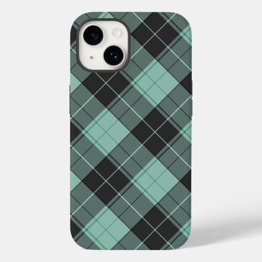 ターコイズのシンプルなタータン柄のケース・メートiPhone Case-Mate iPhoneケース (裏面)