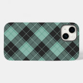 ターコイズのシンプルなタータン柄のケース・メートiPhone Case-Mate iPhoneケース (裏面 (横))