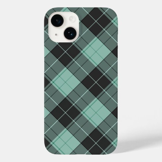 ターコイズのシンプルなタータン柄のケース・メートiPhone Case-Mate iPhoneケース (裏面)