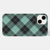 ターコイズのシンプルなタータン柄のケース・メートiPhone Case-Mate iPhoneケース (裏面 (横))