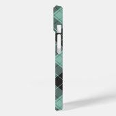 ターコイズのシンプルなタータン柄のケース・メートiPhone Case-Mate iPhoneケース (裏面 / 左)