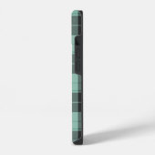 ターコイズのシンプルなタータン柄 iPhoneケース (左側面)