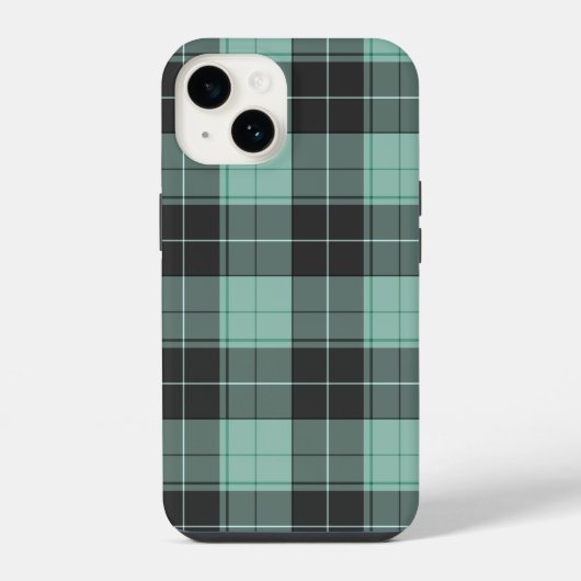 ターコイズのシンプルなタータン柄 iPhoneケース (裏面)