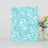 ターコイズのスクラップブック紙の上の白とターコイズブルーの水泡 (スタンド正面)