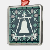 ターコイズのステンドグラスのフルーアのRaincrossのデザイン メタルオーナメント (左)