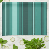 ターコイズのストライプ キッチンタオル (折り畳み)