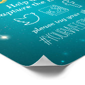 ターコイズのストリングライト ウェディング オー スナップ ハッシュタグ ポスター (角)