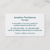 ターコイズのタイルが付いている太陽に照らされた水 名刺 (裏面)