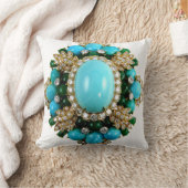 ターコイズのダイヤモンドのブローチのソファーのきらきら光るなジュエリー クッション (ブランケット)