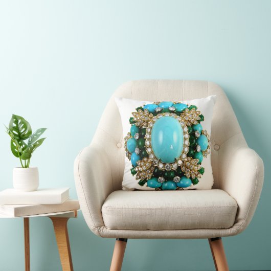ターコイズのダイヤモンドのブローチのソファーのきらきら光るなジュエリー クッション (椅子)
