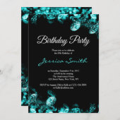 ターコイズのダイヤモンドの誕生会の招待 招待状 (正面/裏面)