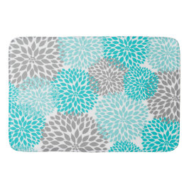 ターコイズのダリアは、はっきりしたな花の浴室のdeco咲きます バスマット