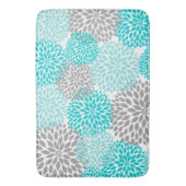 ターコイズのダリアは、はっきりしたな花の浴室のdeco咲きます バスマット (正面縦)