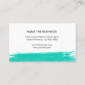 ターコイズのティール(緑がかった色)の水彩画の(ばちゃばちゃ)跳ねるのシンプル 名刺 (裏面)