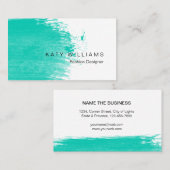 ターコイズのティール(緑がかった色)の水彩画の(ばちゃばちゃ)跳ねるのシンプル 名刺 (正面/裏面)