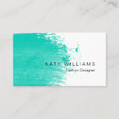 ターコイズのティール(緑がかった色)の水彩画の(ばちゃばちゃ)跳ねるのシンプル 名刺 (正面)