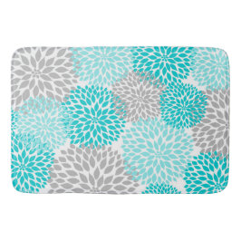 ターコイズのティール（緑がかった色）の灰色の浴室のシャワーの装飾 バスマット
