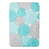 ターコイズのティール(緑がかった色)の灰色の浴室のシャワーの装飾 バスマット (正面縦)