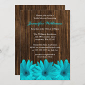 ターコイズのデイジー バーンバックの結婚式前祝い招待状 招待状 (正面/裏面)