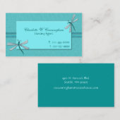 ターコイズのトンボのカスタムな名刺 名刺 (正面/裏面)