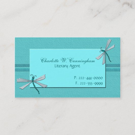 ターコイズのトンボのカスタムな名刺 名刺 (正面)